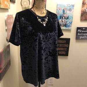 Navy Blue “Velour” Top